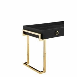 UrbanPro Stainless Steel Desk In Black Ash Veneer & Gold Finish -CYMAX Sales 2756145 3 L
