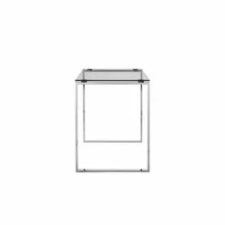 UrbanPro Modern Polished Steel Metal & Tempered Glass Desk In Silver -CYMAX Sales 2756146 2 L