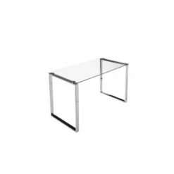 UrbanPro Modern Polished Steel Metal & Tempered Glass Desk In Silver -CYMAX Sales 2756146 3 L