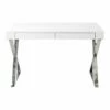 UrbanPro Modern Gloss Lacquer & High Polished Steel Metal Desk In White -CYMAX Sales 2756148 L