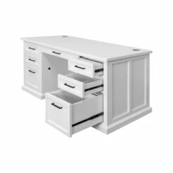 Modern Wood Executive Desk Office Desk Fully Assembled White 24 Modern Wood Executive Desk Office Desk Fully Assembled White -CYMAX Sales 2760062 10 L