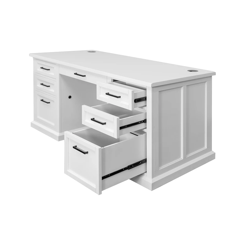 Modern Wood Executive Desk Office Desk Fully Assembled White 13 Modern Wood Executive Desk Office Desk Fully Assembled White - Image 11