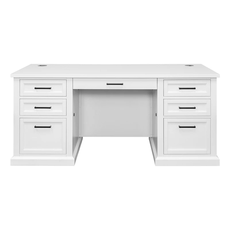 Modern Wood Executive Desk Office Desk Fully Assembled White 5 Modern Wood Executive Desk Office Desk Fully Assembled White - Image 3