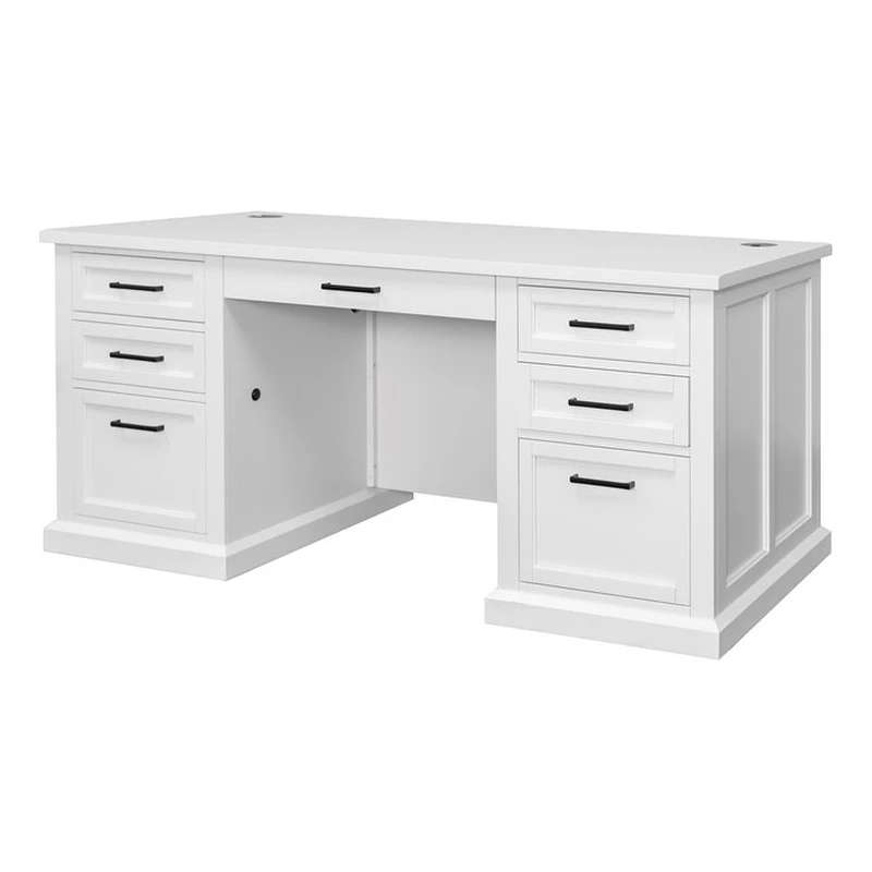 Modern Wood Executive Desk Office Desk Fully Assembled White 6 Modern Wood Executive Desk Office Desk Fully Assembled White - Image 4