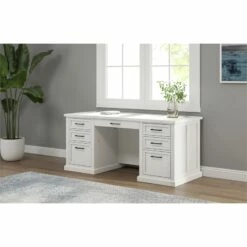 Modern Wood Executive Desk Office Desk Fully Assembled White