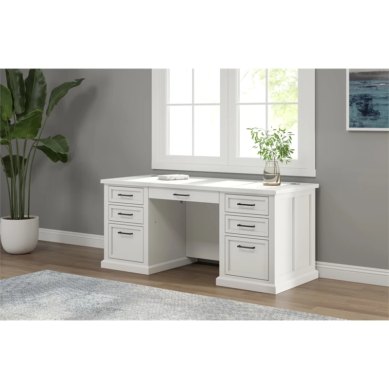 Modern Wood Executive Desk Office Desk Fully Assembled White 3 Modern Wood Executive Desk Office Desk Fully Assembled White