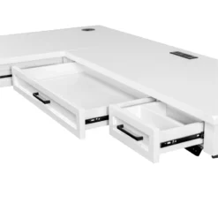 Modern Electric Sit/Stand L-Desk And Return Height Wood Desk White -CYMAX Sales 2760066 11 L