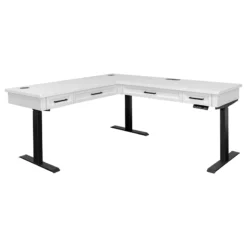 Modern Electric Sit/Stand L-Desk And Return Height Wood Desk White -CYMAX Sales 2760066 2 L