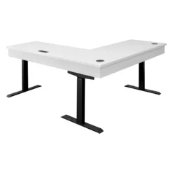 Modern Electric Sit/Stand L-Desk And Return Height Wood Desk White -CYMAX Sales 2760066 3 L