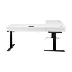 Modern Electric Sit/Stand L-Desk And Return Height Wood Desk White -CYMAX Sales 2760066 4 L