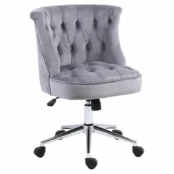 Pemberly Row Velvet Office Chair With Adjustable 360 Degree Swivel In White 39 Pemberly Row Velvet Office Chair With Adjustable 360 Degree Swivel In White -CYMAX Sales 2761533 L