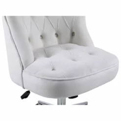 Pemberly Row Velvet Office Chair With Adjustable 360 Degree Swivel In White 25 Pemberly Row Velvet Office Chair With Adjustable 360 Degree Swivel In White -CYMAX Sales 2761535 11 L