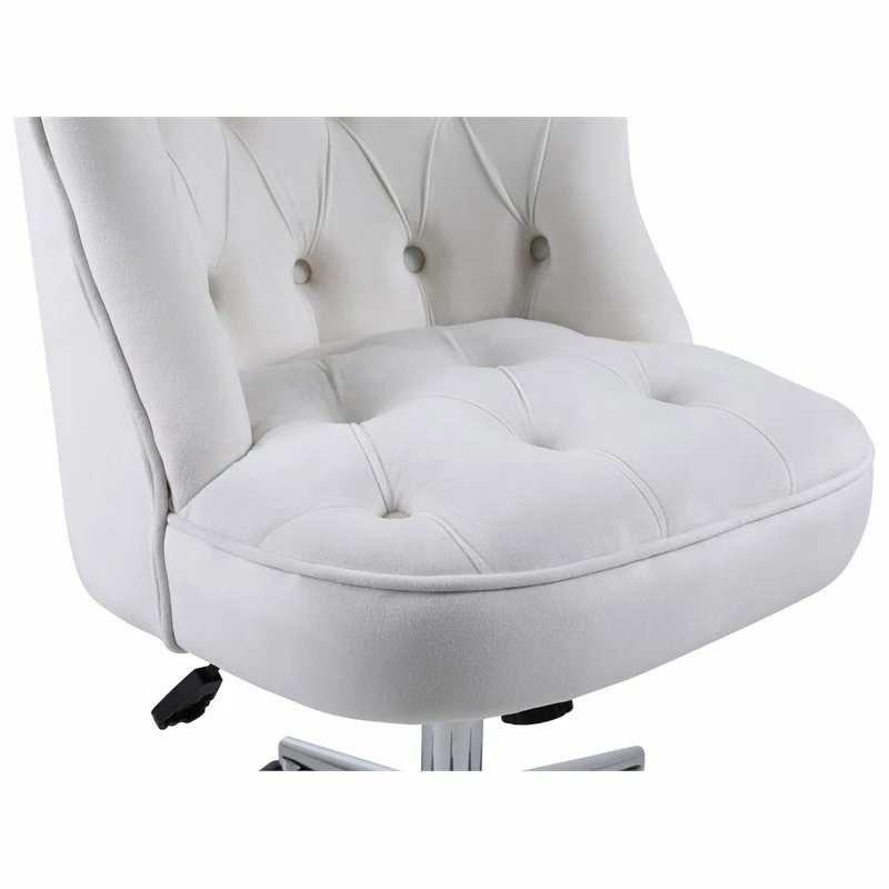 Pemberly Row Velvet Office Chair With Adjustable 360 Degree Swivel In White 6 Pemberly Row Velvet Office Chair With Adjustable 360 Degree Swivel In White - Image 4