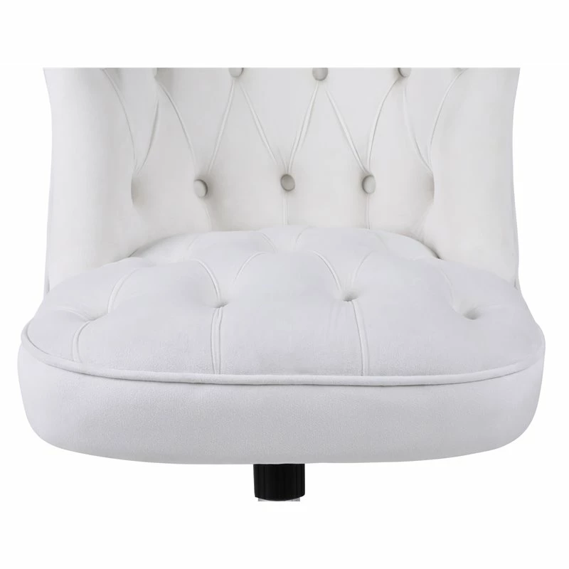 Pemberly Row Velvet Office Chair With Adjustable 360 Degree Swivel In White 7 Pemberly Row Velvet Office Chair With Adjustable 360 Degree Swivel In White - Image 5