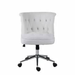 Pemberly Row Velvet Office Chair With Adjustable 360 Degree Swivel In White 31 Pemberly Row Velvet Office Chair With Adjustable 360 Degree Swivel In White -CYMAX Sales 2761535 2 L