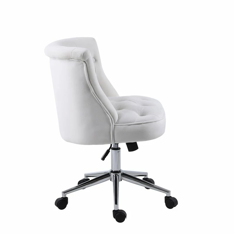 Pemberly Row Velvet Office Chair With Adjustable 360 Degree Swivel In White 13 Pemberly Row Velvet Office Chair With Adjustable 360 Degree Swivel In White - Image 11