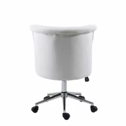 Pemberly Row Velvet Office Chair With Adjustable 360 Degree Swivel In White 34 Pemberly Row Velvet Office Chair With Adjustable 360 Degree Swivel In White -CYMAX Sales 2761535 5 L