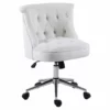 Pemberly Row Velvet Office Chair With Adjustable 360 Degree Swivel In White 2 Pemberly Row Velvet Office Chair With Adjustable 360 Degree Swivel In White -CYMAX Sales 2761535 L