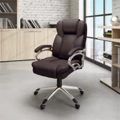 Leon Espresso Brown Fabric Upholstered Executive Office Chair -CYMAX Sales 2762056 2 L