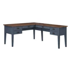 Martin Furniture Fairmont Farmhouse Wood Desk With Storage Drawer In Blue