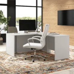 Hampton Heights 60W X 30D Executive L-Shaped Desk In White - Engineered Wood -CYMAX Sales 2764072 2 L