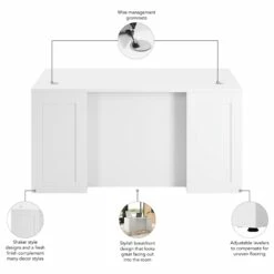 Hampton Heights 60W X 30D Executive Desk In White - Engineered Wood -CYMAX Sales 2764077 3 L