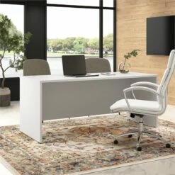 Hampton Heights 72W X 30D Office Desk In White - Engineered Wood -CYMAX Sales 2764081 1 L