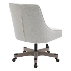 Tindal Office Chair-White Boucle Fabric Rustic Wood Base -CYMAX Sales 2767123 5 L