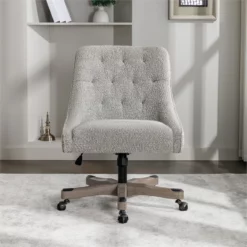 Tindal Office Chair-Salt And Pepper Gray Boucle Fabric Rustic Wood Base 13 Tindal Office Chair-Salt And Pepper Gray Boucle Fabric Rustic Wood Base -CYMAX Sales 2767124 2 L