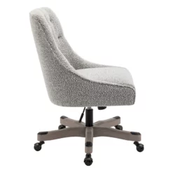Tindal Office Chair-Salt And Pepper Gray Boucle Fabric Rustic Wood Base 15 Tindal Office Chair-Salt And Pepper Gray Boucle Fabric Rustic Wood Base -CYMAX Sales 2767124 4 L