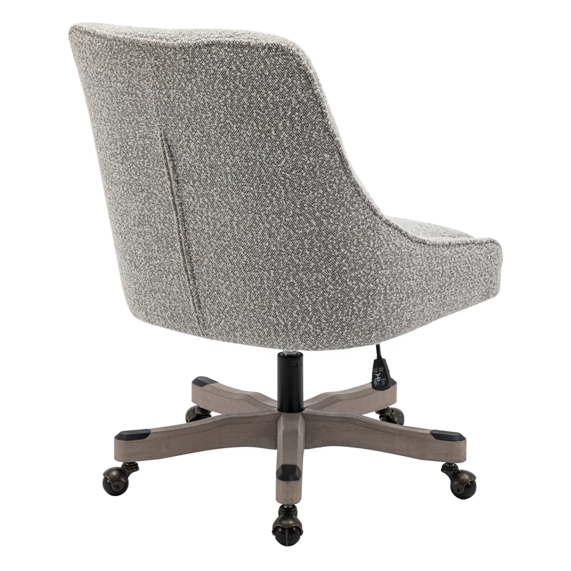Tindal Office Chair-Salt And Pepper Gray Boucle Fabric Rustic Wood Base 8 Tindal Office Chair-Salt And Pepper Gray Boucle Fabric Rustic Wood Base - Image 6