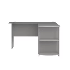 Pemberly Row Modern / Contemporary L Desk With Bookshelves In Dove Gray 6 Pemberly Row Modern / Contemporary L Desk With Bookshelves In Dove Gray -CYMAX Sales 2767561 2 L