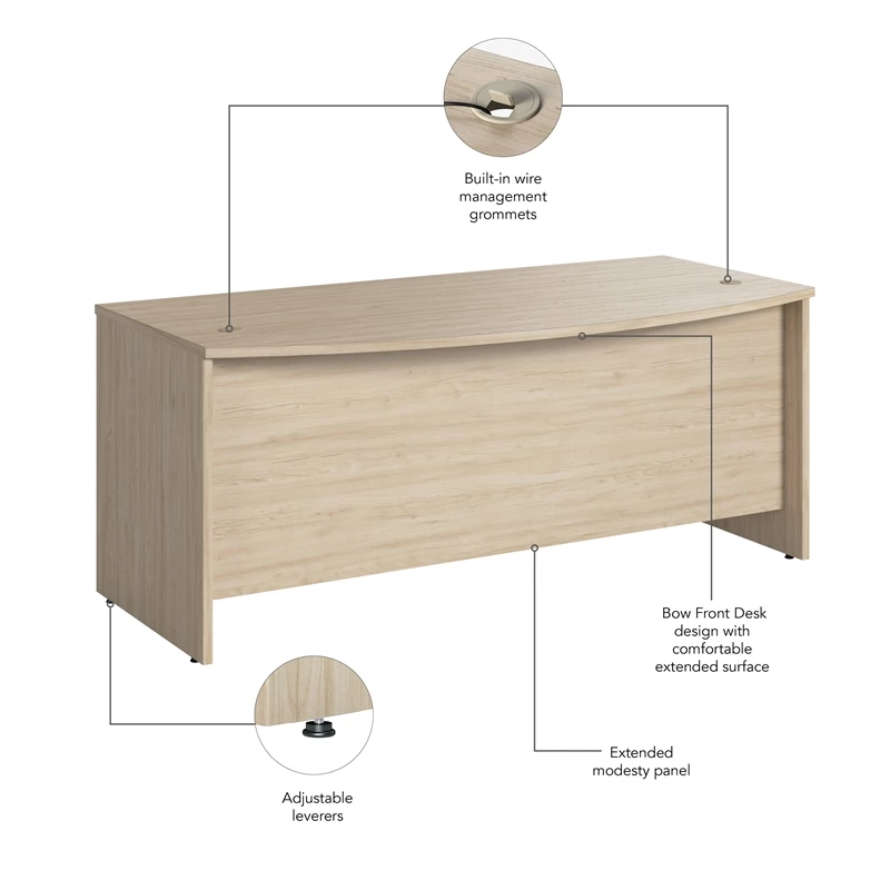 Studio C 72W X 36D Bow Front Desk In Natural Elm - Engineered Wood 7 Studio C 72W X 36D Bow Front Desk In Natural Elm - Engineered Wood - Image 5