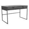 Fiva 47 Inch 2 Drawer Desk Embossed Geometric Patterns Smoke Gray Wood -CYMAX Sales 2769796 L