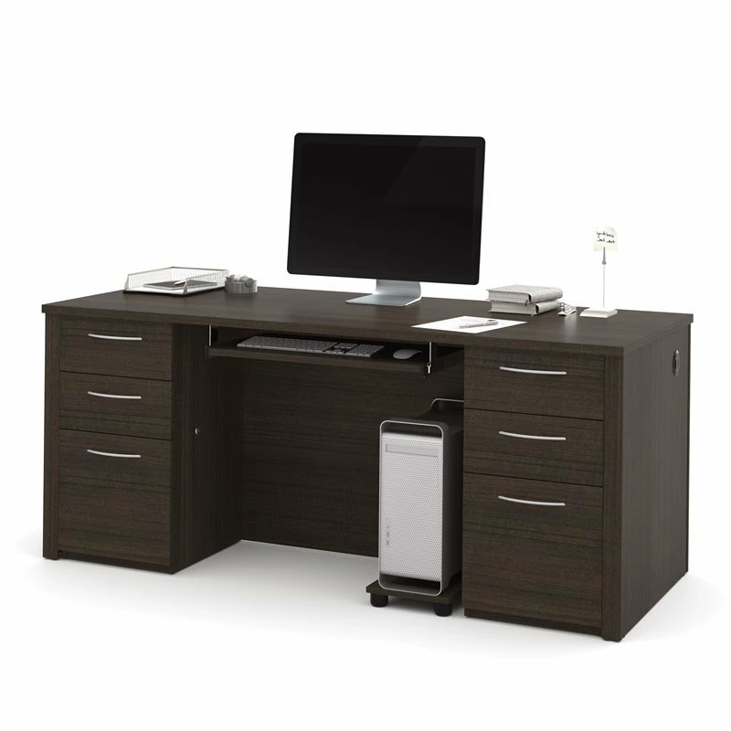 Pemberly Row Contemporary 71" Executive Desk In Dark Chocolate 3 Pemberly Row Contemporary 71" Executive Desk In Dark Chocolate