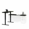 Pemberly Row Height Adjustable L Desk In White And Deep Gray -CYMAX Sales 2773540 L