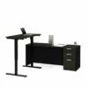 Pemberly Row Height Adjustable L Desk In Deep Gray And Black -CYMAX Sales 2773541 L