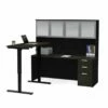 Pemberly Row Adjustable L Desk With Hutch In Black And Deep Gray 2 Pemberly Row Adjustable L Desk With Hutch In Black And Deep Gray -CYMAX Sales 2773543 L