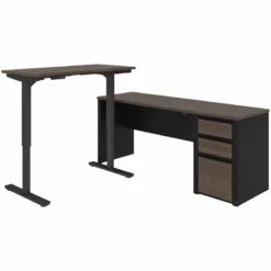 Pemberly Row Contemporary 2 Piece Standing Desk Set In Antigua And Black -CYMAX Sales 2773546 2 L