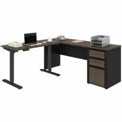 Pemberly Row Contemporary 2 Piece Standing Desk Set In Antigua And Black -CYMAX Sales 2773546 3 L