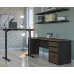 Pemberly Row Contemporary 2 Piece Standing Desk Set In Antigua And Black -CYMAX Sales 2773546 4 L