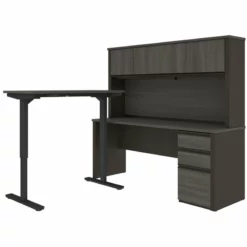 Pemberly Row 4 Piece Standing Desk Set In Bark Gray And Slate -CYMAX Sales 2773548 2 L