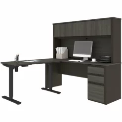 Pemberly Row 4 Piece Standing Desk Set In Bark Gray And Slate -CYMAX Sales 2773548 3 L