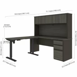 Pemberly Row 4 Piece Standing Desk Set In Bark Gray And Slate -CYMAX Sales 2773548 5 L