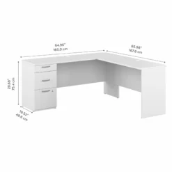 Pemberly Row 3-Drawer Contemporary Engineered Wood Desk In Pure White -CYMAX Sales 2773553 3 L