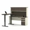 Pemberly Row Contemporary Height Adjustable L-Desk With Hutch 2 Pemberly Row Contemporary Height Adjustable L-Desk With Hutch -CYMAX Sales 2773567 L
