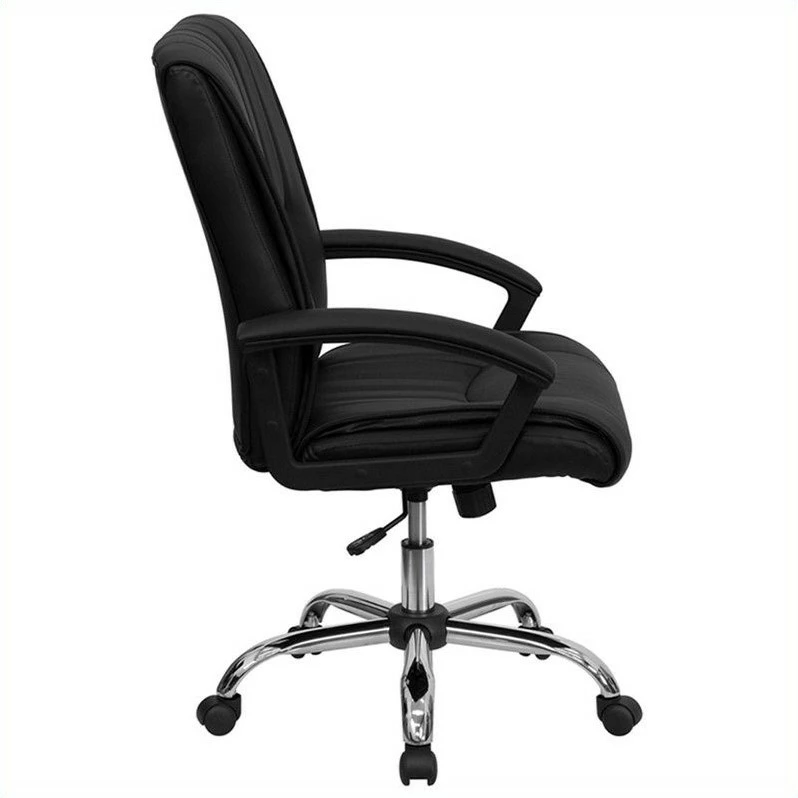 Pemberly Row Contemporary Mid Back Manager's Office Chair In Black 4 Pemberly Row Contemporary Mid Back Manager's Office Chair In Black - Image 2