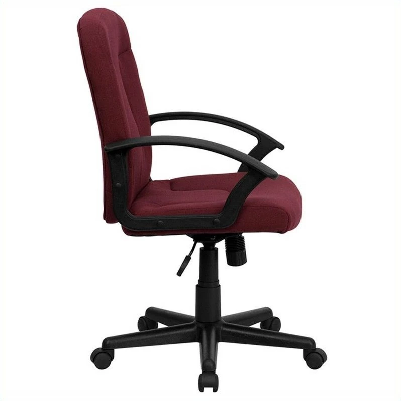 Pemberly Row Mid Back Office Chair With Nylon Arms In Burgundy 4 Pemberly Row Mid Back Office Chair With Nylon Arms In Burgundy - Image 2