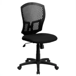 Pemberly Row Mid Back Task Office Chair With Padded Fabric Seat In Black