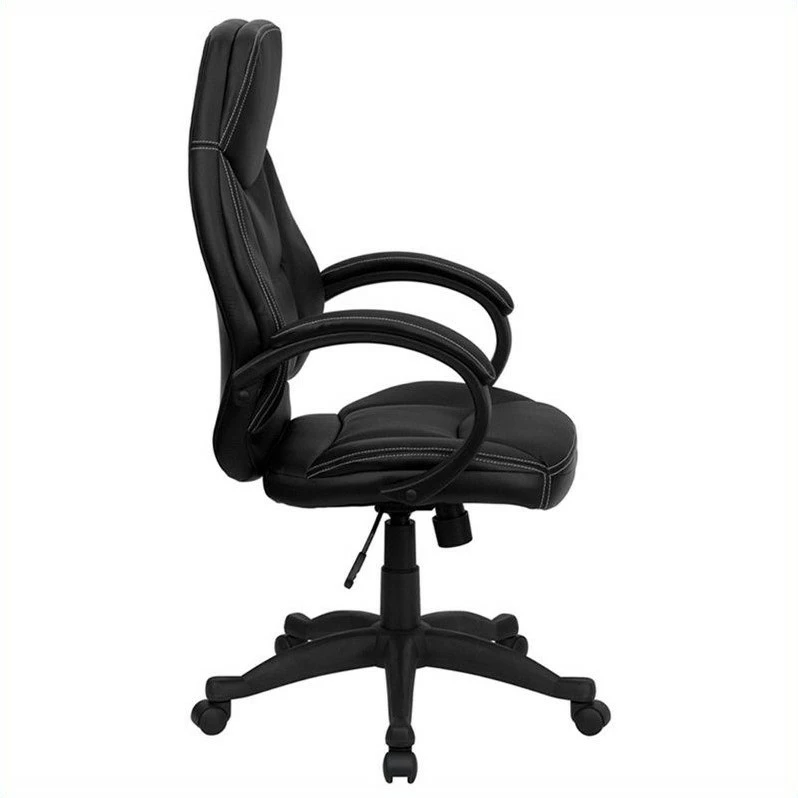 Pemberly Row High Back Contemporary Office Chair In Black Leather 4 Pemberly Row High Back Contemporary Office Chair In Black Leather - Image 2